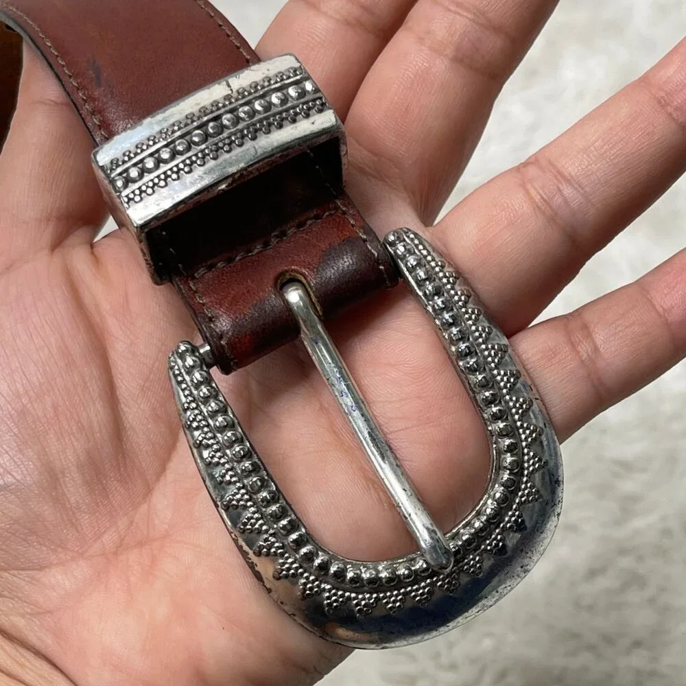 Vintage Brighton Women's Brown Leather Belt Size Medium